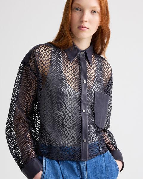 Little Big Joe Shirt in Laser Cut Snake Leather by TWP CLOTHING