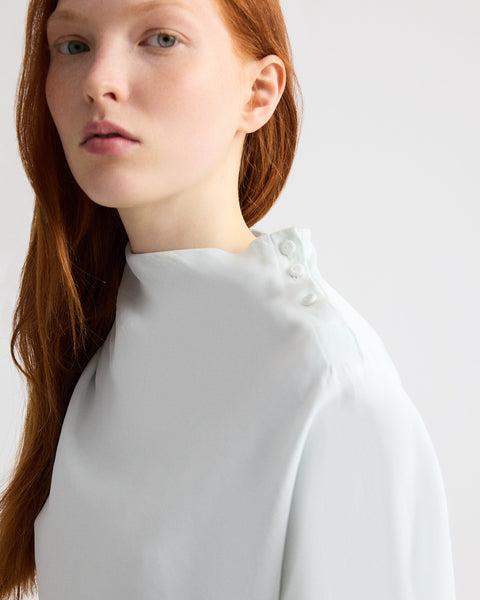Mock Neck Tee in Coated Viscose Linen by TWP CLOTHING