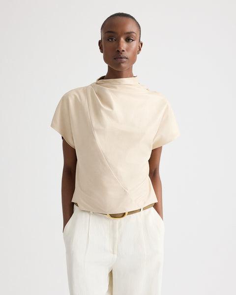 Mock Neck Tee in Paper Leather by TWP CLOTHING