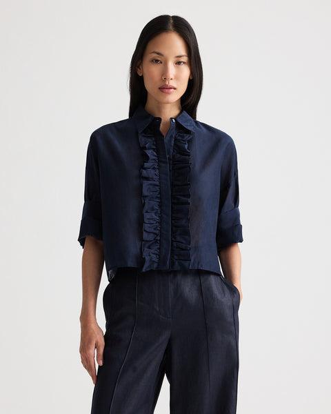 Next Ex Shirt with Ruffle in Cotton Silk Organza by TWP CLOTHING