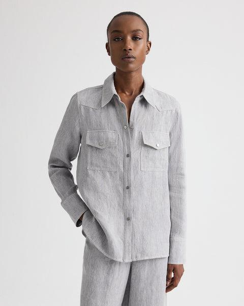 Ranchers Daughter Shirt in Lightweight Washed Hemp Denim by TWP CLOTHING