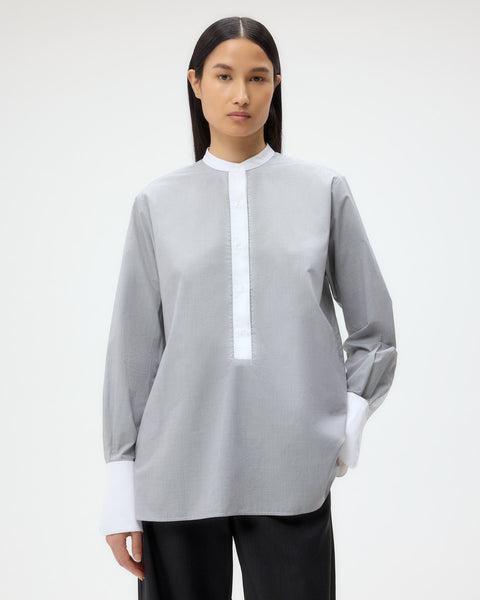 Simple Man Shirt in Micro Windowpane Check Cotton by TWP CLOTHING