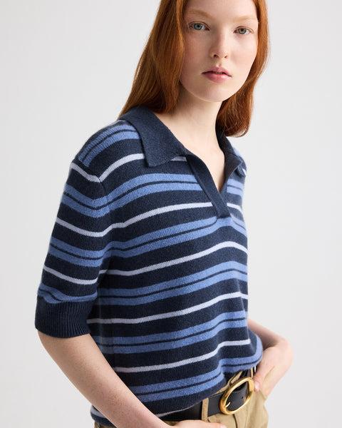 Slightly Oversized Polo W/ Multi Stripe in Cashmere by TWP CLOTHING