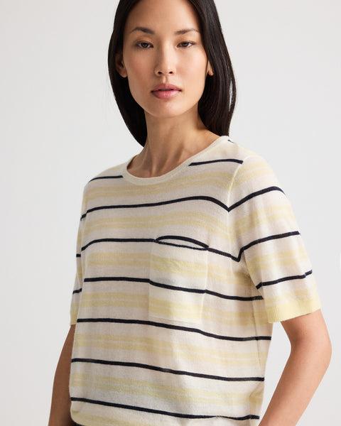 Striped Short Sleeve Tee in Superfine Cashmere by TWP CLOTHING