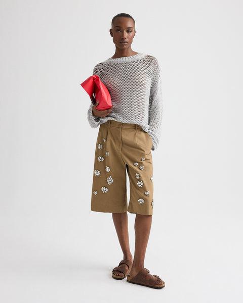 The City Short with Crystals in Water-Repellent Cotton Canvas by TWP CLOTHING