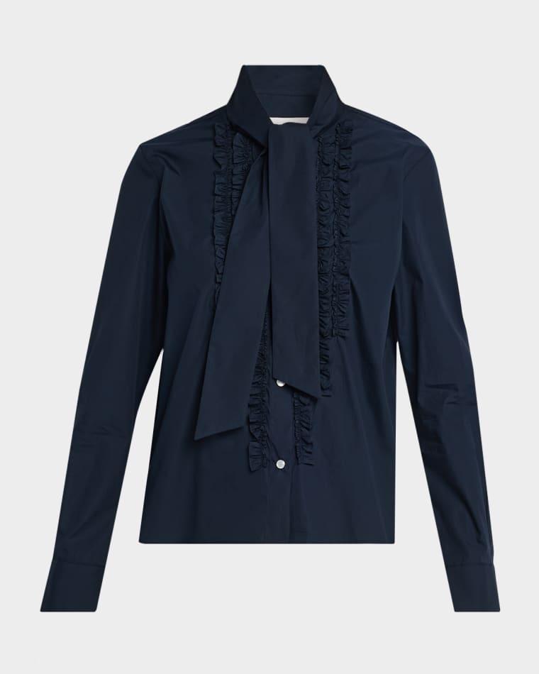 Connor Tie-Neck Long-Sleeve Tuxedo Shirt by TWP