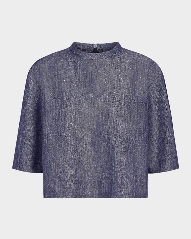 Ex T Sequined Denim Top by TWP