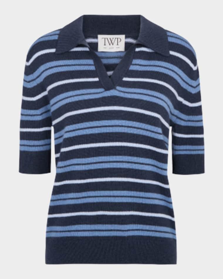 Slightly Oversized Striped Cashmere Polo by TWP