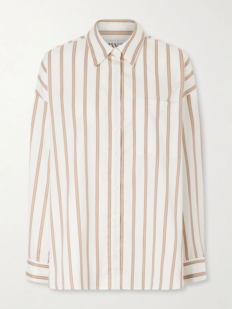 Something Borrowed striped cotton-poplin shirt by TWP