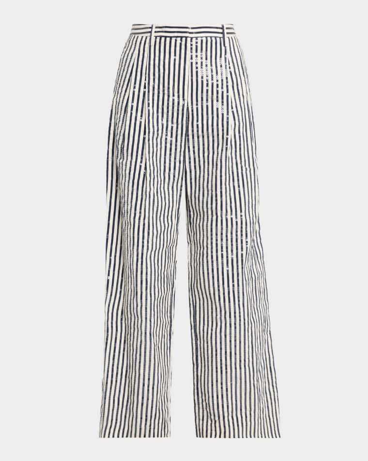 Sulli Clear Sequined Striped Pants by TWP