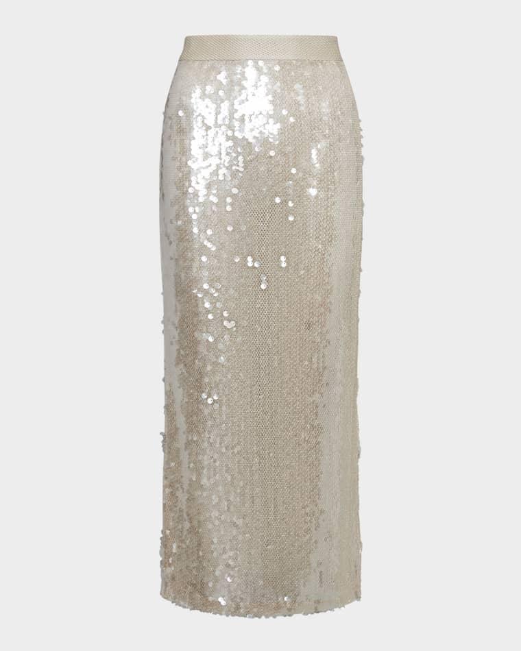 Sylkie Sequined Sheer Midi Skirt by TWP