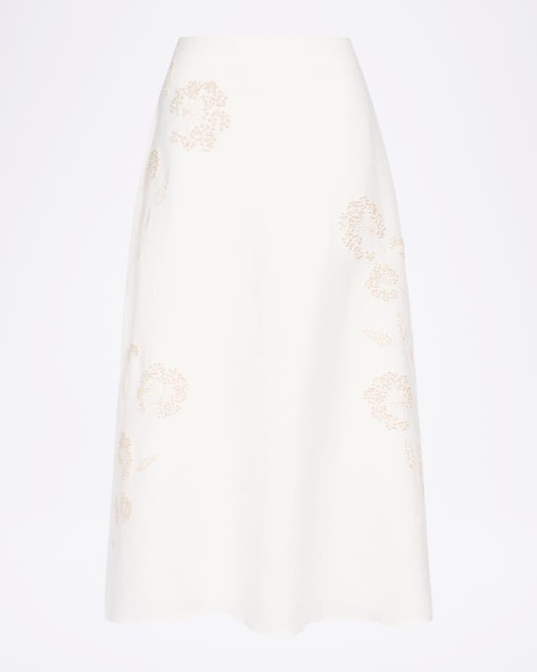 The A-Line Embroidered Linen Skirt by TWP