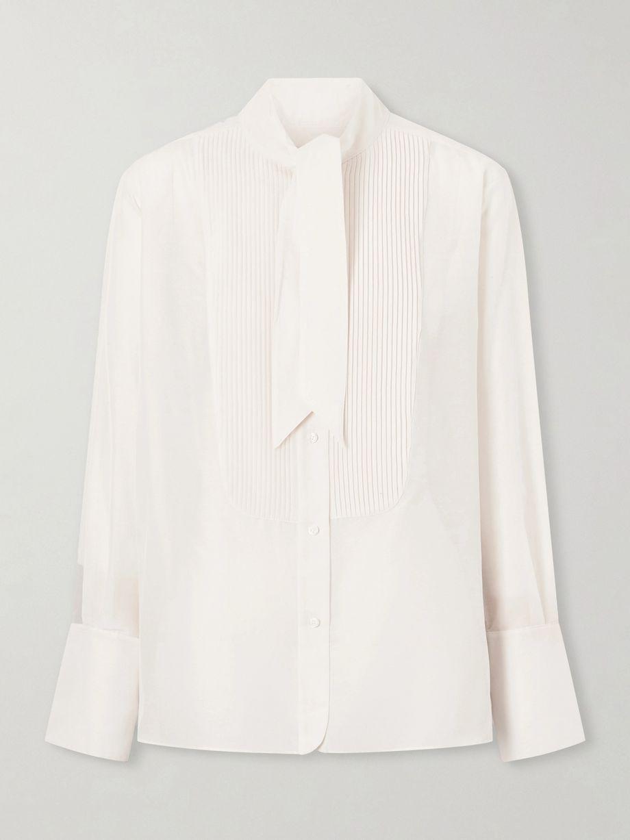 The Quiet Type pussy-bow cotton and silk-blend shirt by TWP