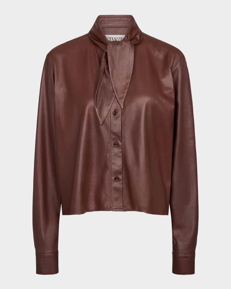 Tie-Neck Leather Shirt by TWP