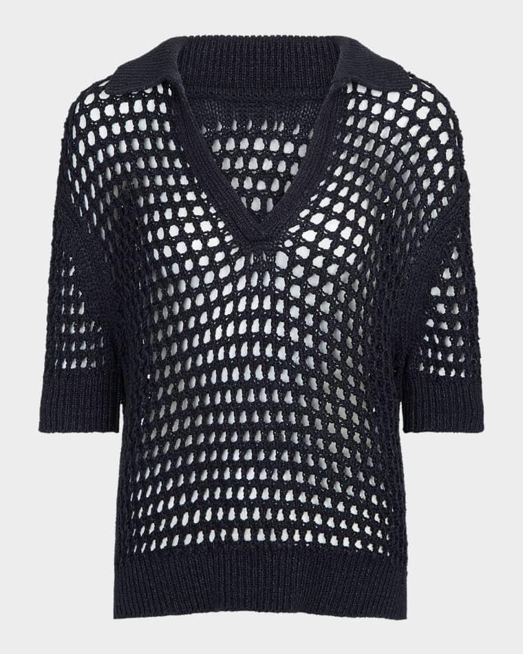 Unspoken Truth Open-Knit Polo by TWP