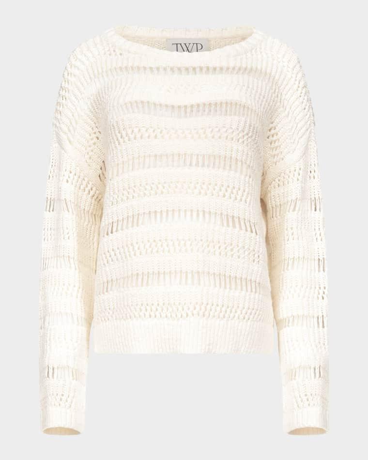 Wide-Neck Open Stitch Sweater by TWP