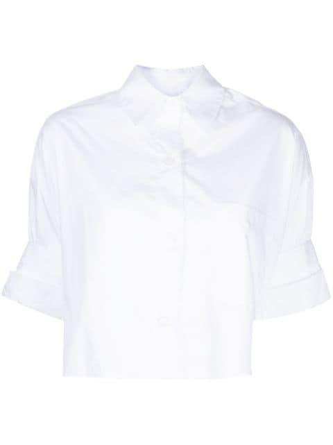 folded-sleeve cropped cotton shirt by TWP