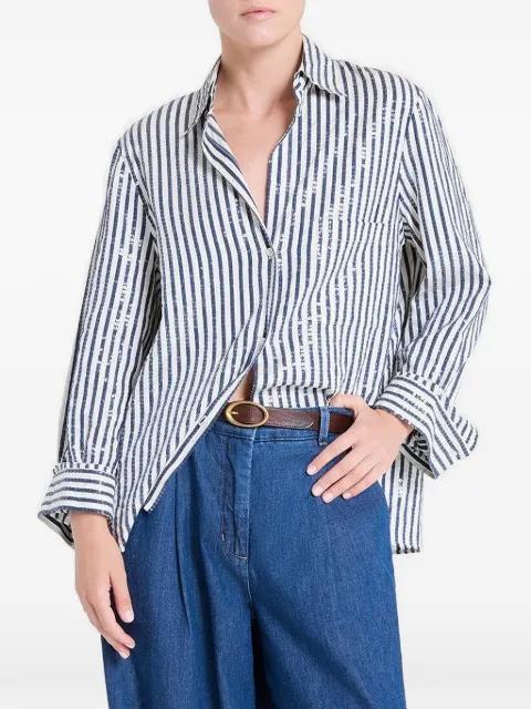 striped-pattern sequin-embellishment shirt by TWP