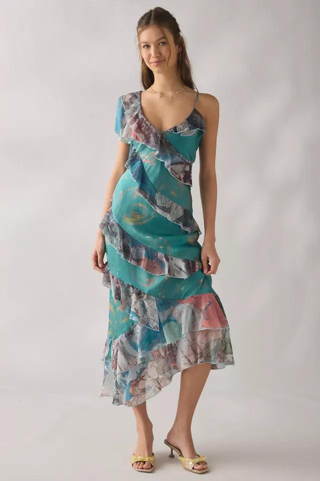 Tyler McGillivary Cordelia Bubble Siren Asymmetric Ruffle Maxi Dress by TYLER MCGILLIVARY