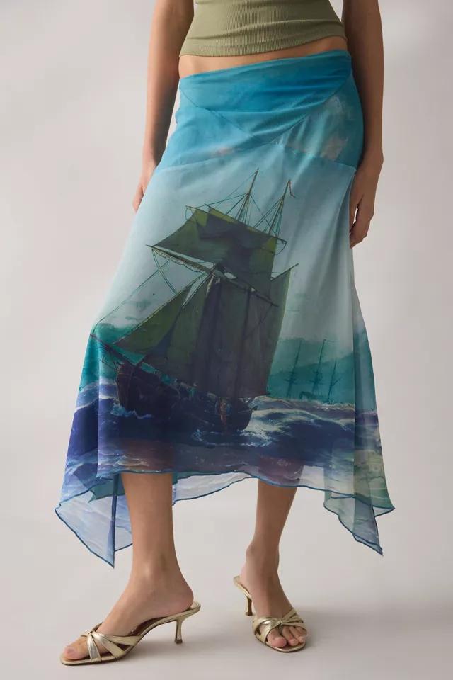 Tyler McGillivary Delphie Wrecked Hanky Hem Asymmetric Midi Skirt by TYLER MCGILLIVARY