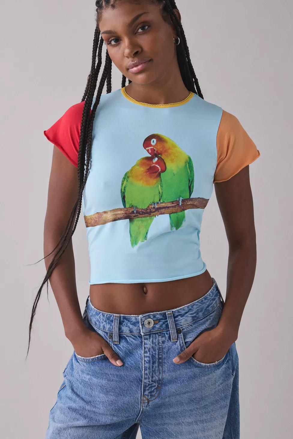 Tyler McGillivary Lovebird Graphic Baby Tee by TYLER MCGILLIVARY Tyler McGillivary Lovebird Graphic Baby Tee by TYLER MCGILLIVARY