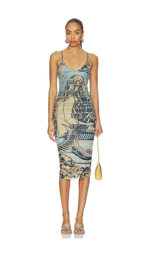 Tyler McGillivary Mermaiden Ruffle Dress in Blue by TYLER MCGILLIVARY
