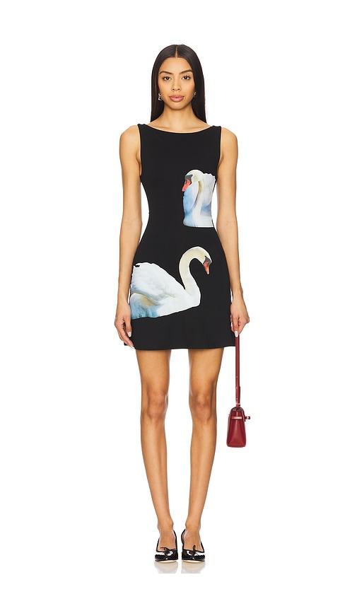 Tyler McGillivary Swan Mini Dress in Black by TYLER MCGILLIVARY Tyler McGillivary Swan Mini Dress in Black by TYLER MCGILLIVARY