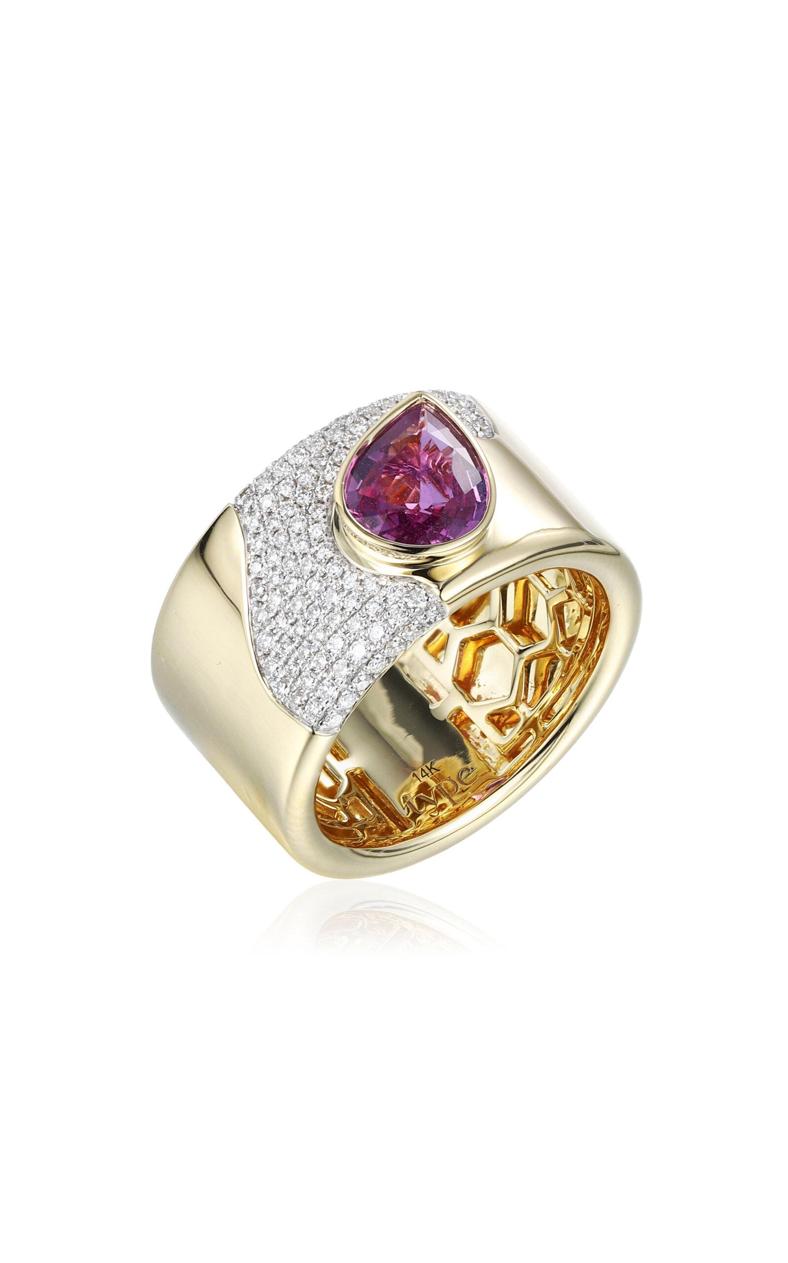 Type Jewelry - 14k Yellow Gold Lava Pink Sapphire Cocktail Ring - Gold - - Only At Moda Operandi - Gifts For Her by TYPE JEWELRY