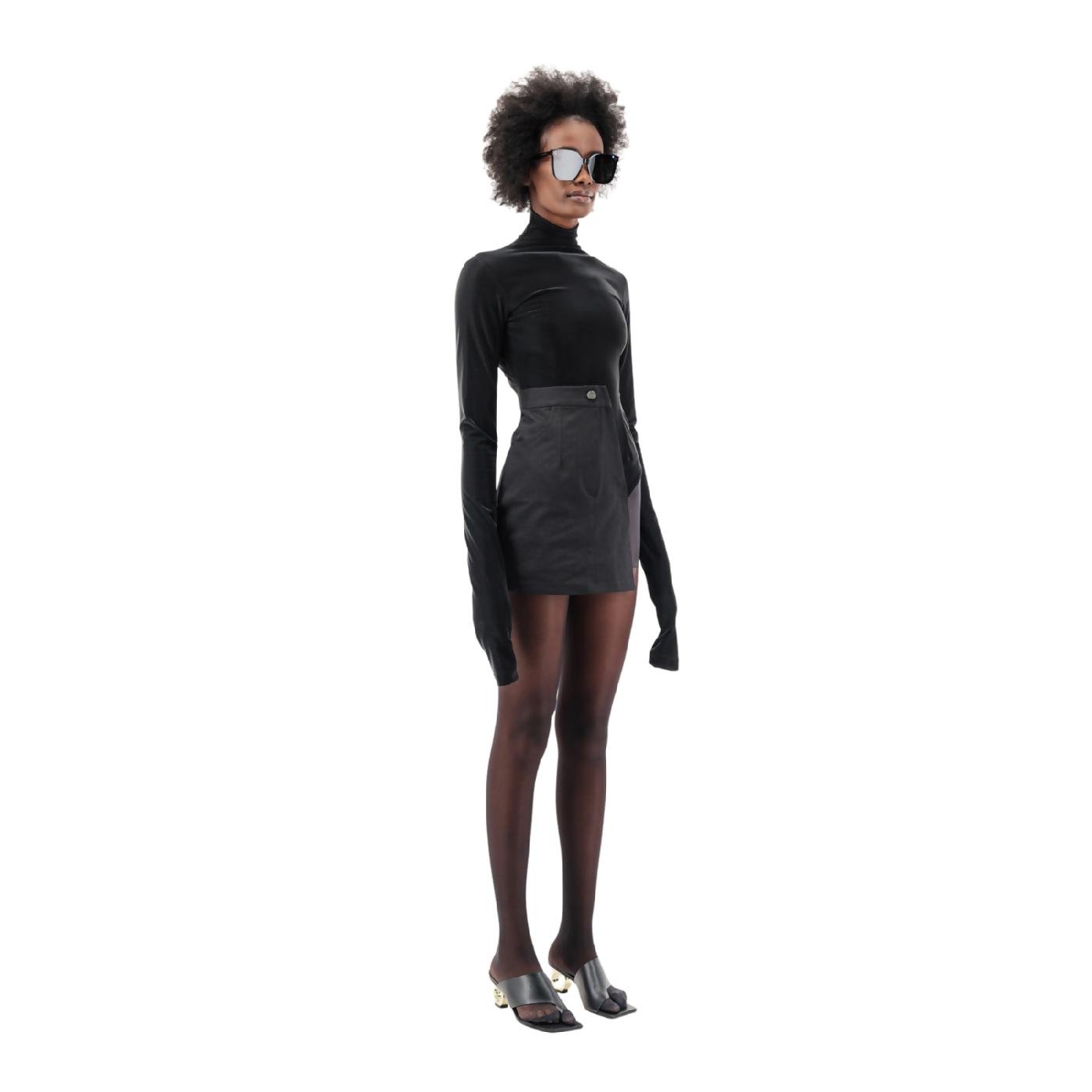 Velvet Half Skirt Bodysuit by UCHE