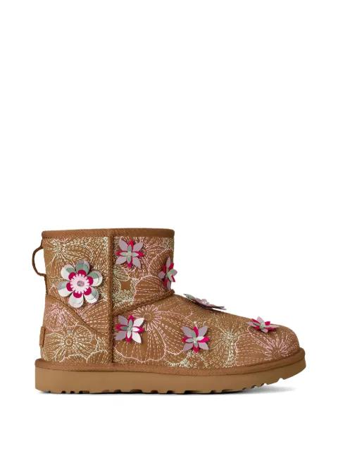 Classic Mini floral-appliqué boots by UGG