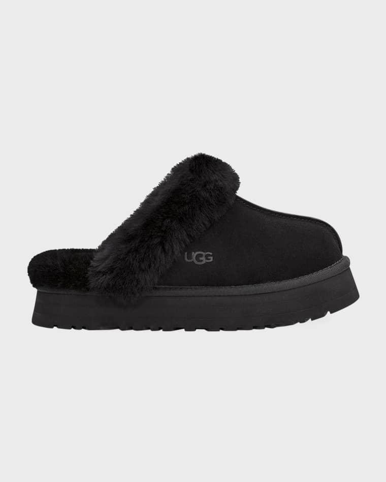 Disquette Suede & Shearling Platform Slippers by UGG