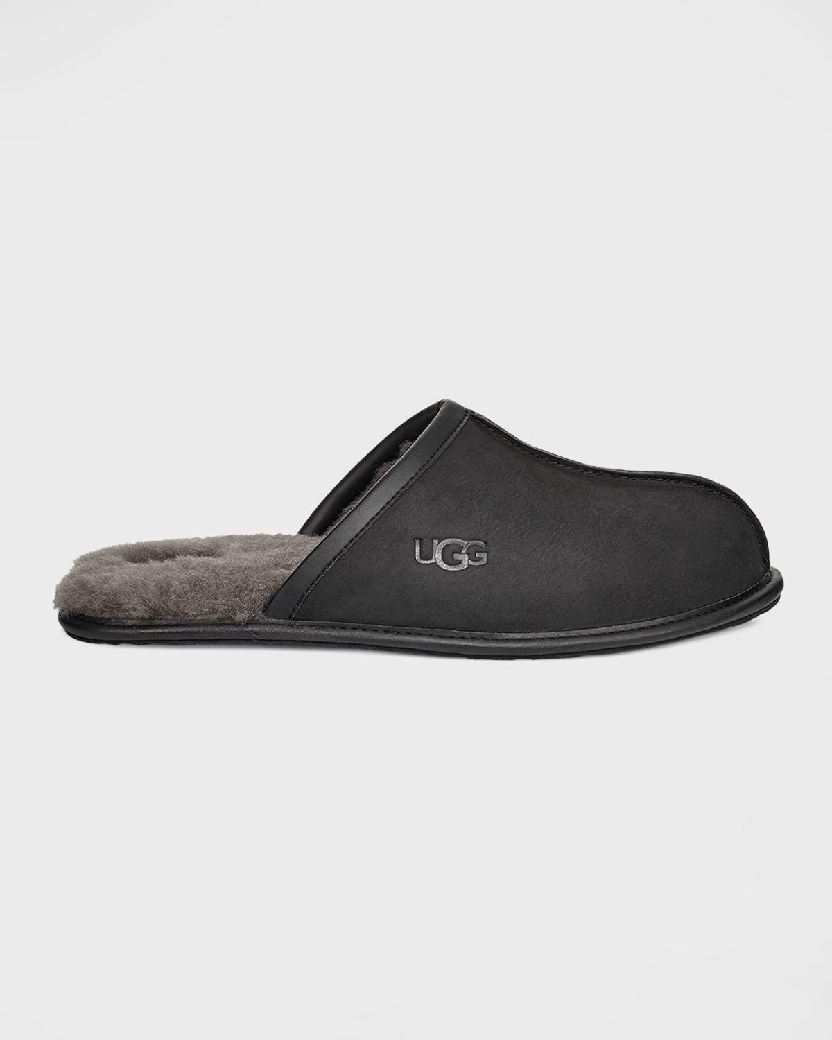Men's Scuff Leather Mule Slippers w/ Wool Lining by UGG