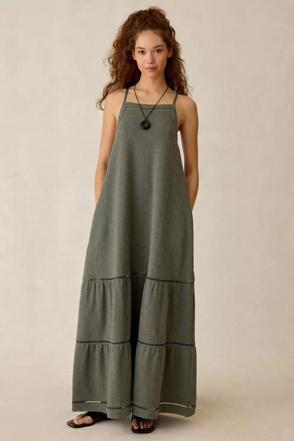 UGG Clarinda Cotton Open-Back Tiered Maxi Dress by UGG