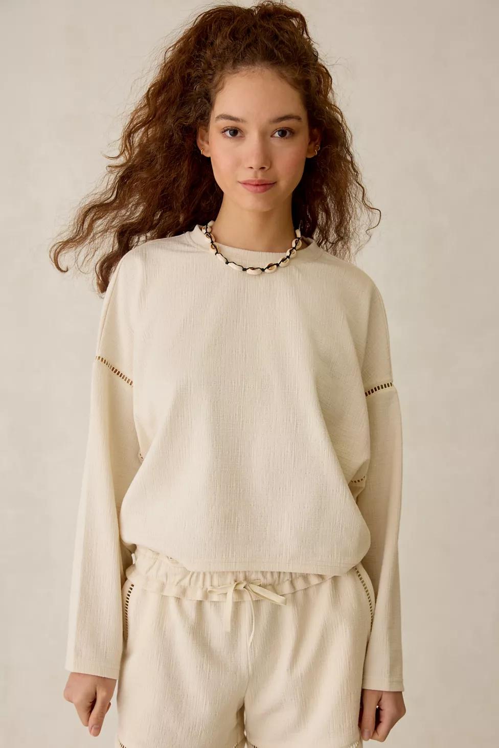 UGG Hayvie Cotton Cropped Crew Neck Pullover by UGG