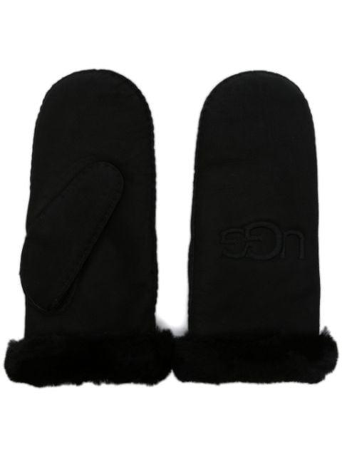 logo-embroidered shearling mittens by UGG