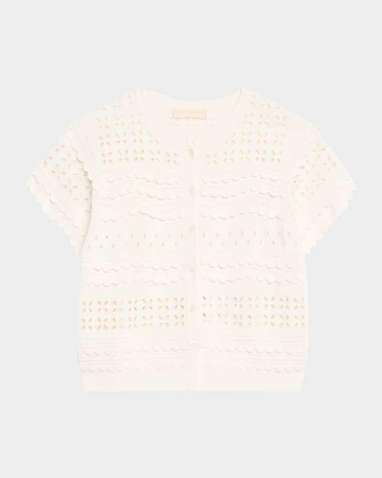 Abriana Eyelet Cropped Cardigan by ULLA JOHNSON