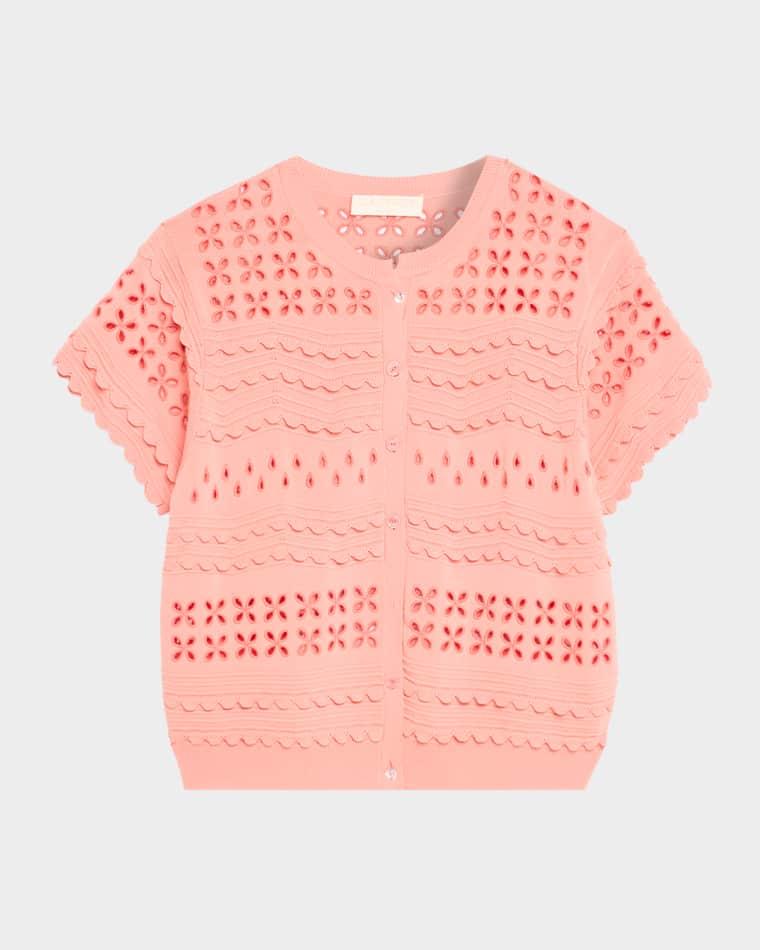 Abriana Eyelet Cropped Cardigan by ULLA JOHNSON