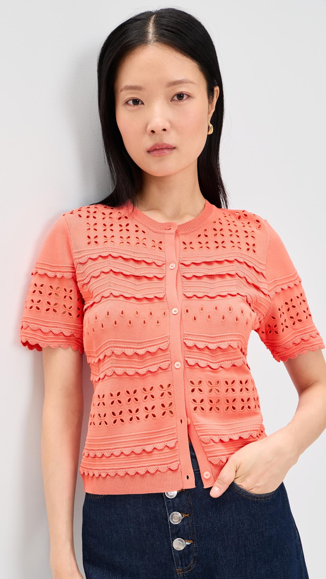 Abriana Eyelet Knit Cardigan by ULLA JOHNSON