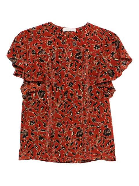 Adoni floral ruffled top by ULLA JOHNSON