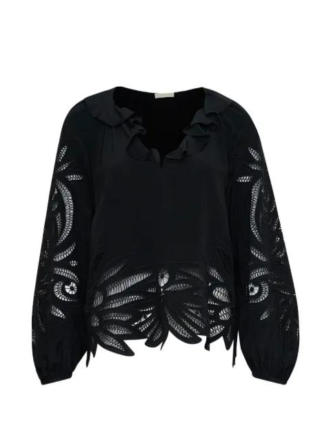 Adonis silk appliqué blouse by ULLA JOHNSON