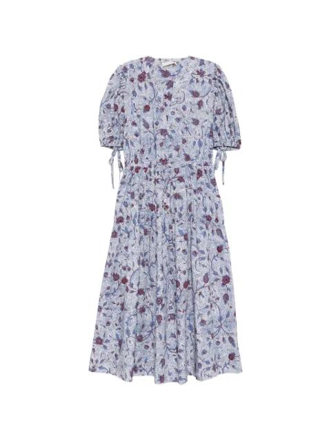 Adriana gathered floral midi dress by ULLA JOHNSON