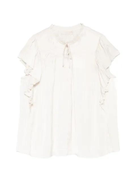 Agosta flutter-sleeve blouse by ULLA JOHNSON