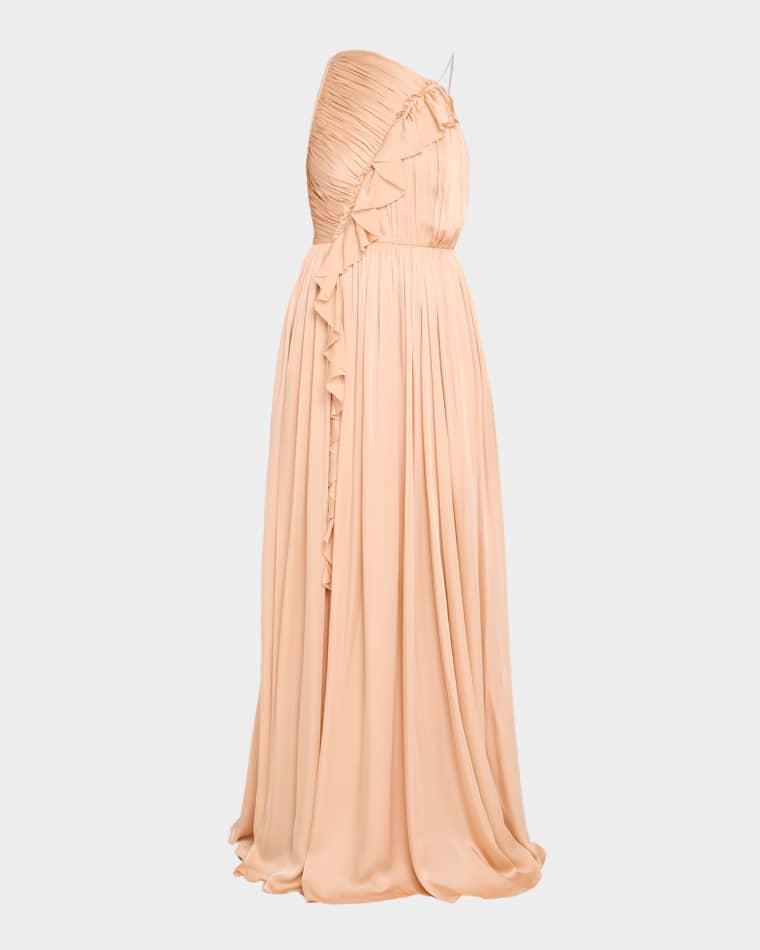 Aisha Asymmetric Silk Chiffon Gown by ULLA JOHNSON