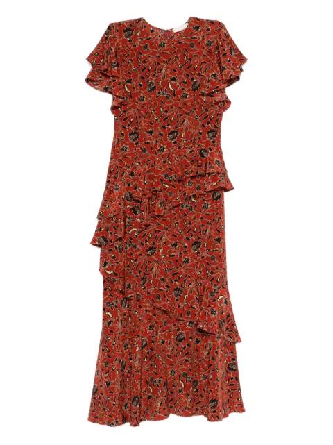 Amaia ruffled floral midi dress by ULLA JOHNSON
