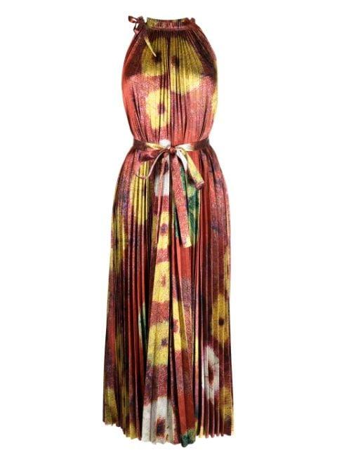 Amiko floral-print pleated dress by ULLA JOHNSON