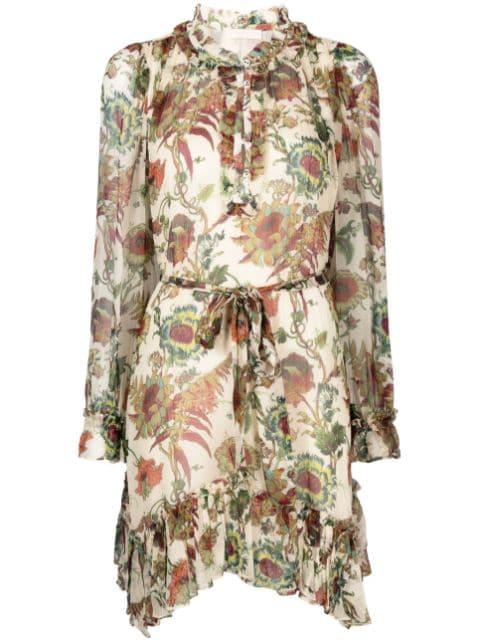 Anais ruffled silk mini dress by ULLA JOHNSON