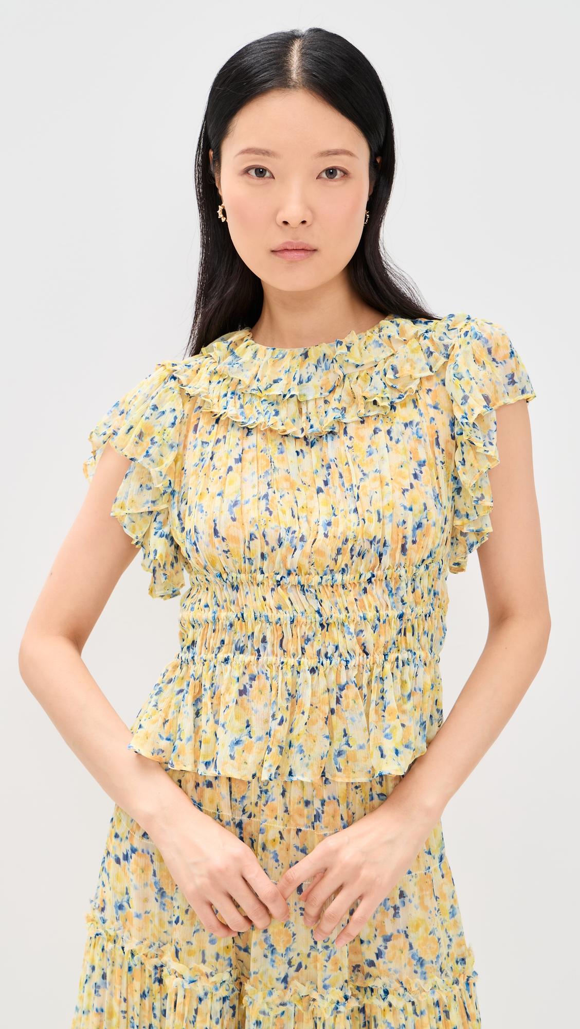 Athene Short Sleeve Silk Top by ULLA JOHNSON