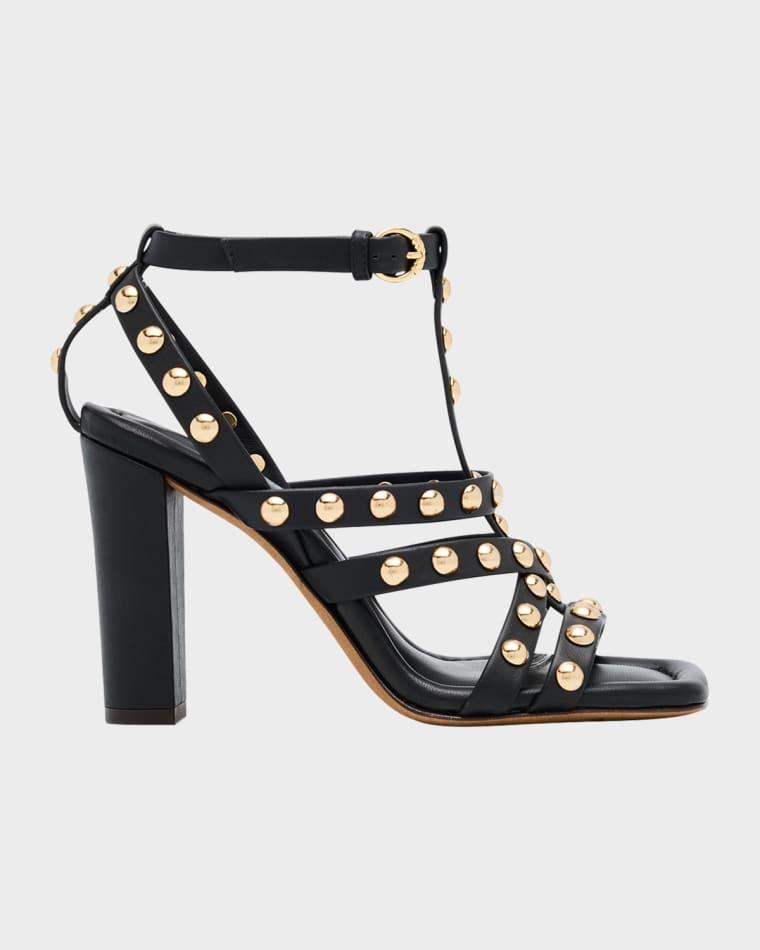 Bijou Studded Caged Block-Heel Sandals by ULLA JOHNSON