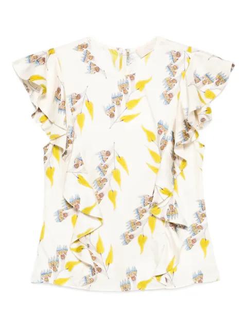 Botanical ruffled blouse by ULLA JOHNSON