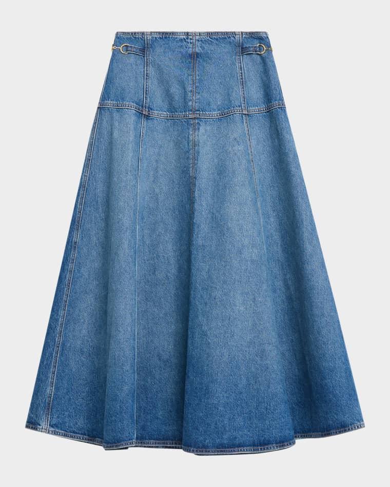 Brigette Denim Midi Skirt by ULLA JOHNSON